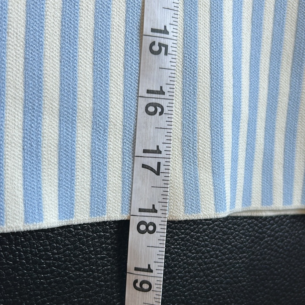 Sandro Paris Bleus Stripe print High rise Knitted Mini Skirt Pocket 42 US 10 NEW - Picture 12 of 13